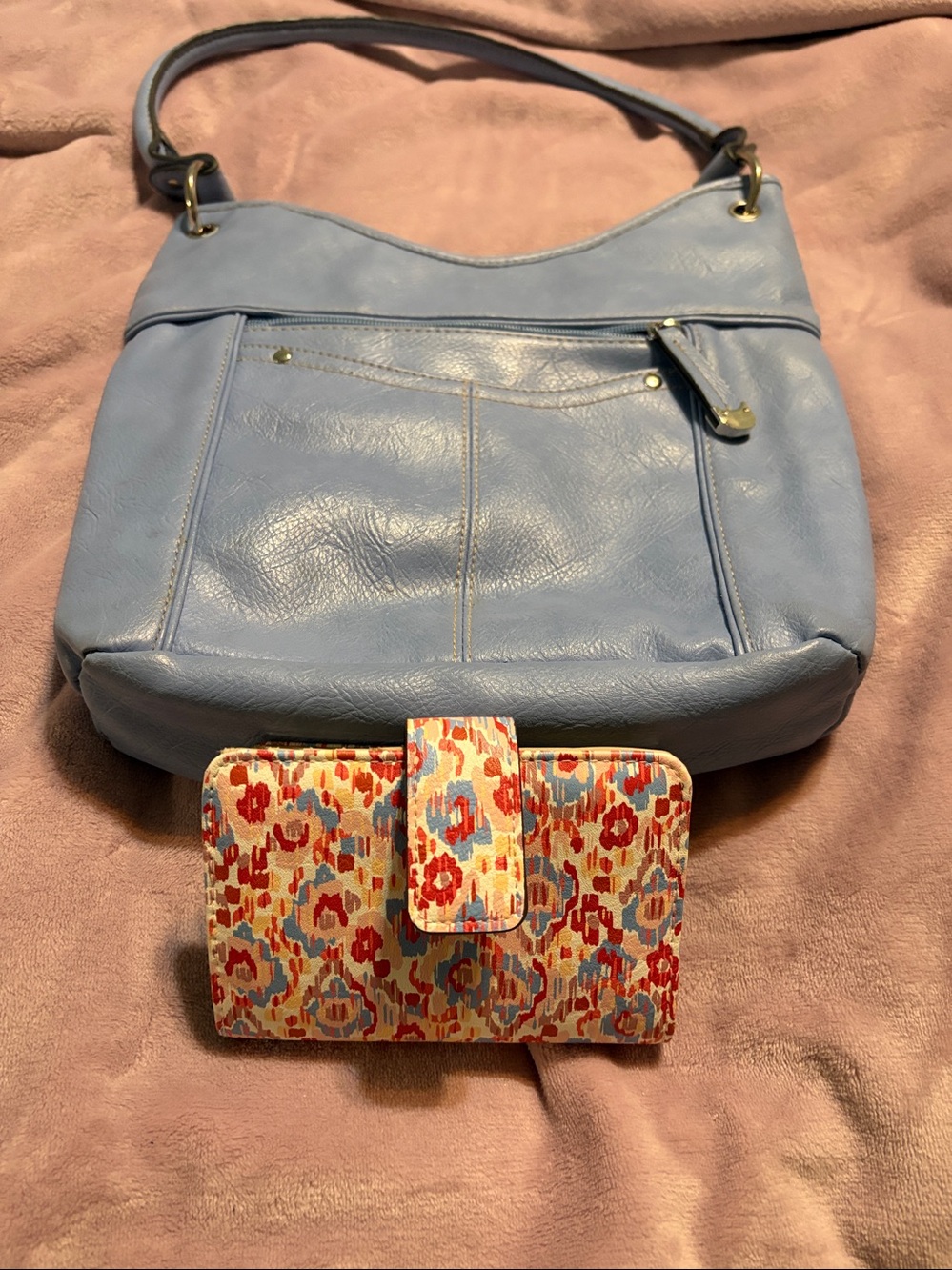 Croft and Barrow Light Blue Women's Shoulder Bag - with wallet
